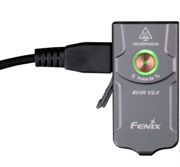 Ліхтар наключний Fenix E03R V2.0 (сірий)