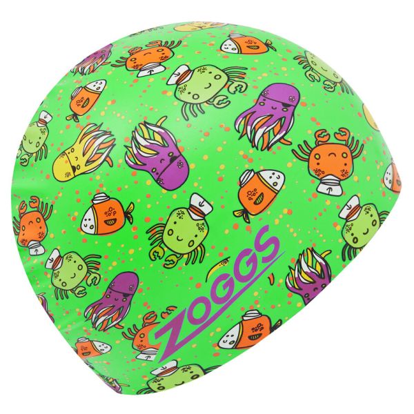 Шапочка для плавания Zoggs Silicone Printed (зеленый, морской рисунок)