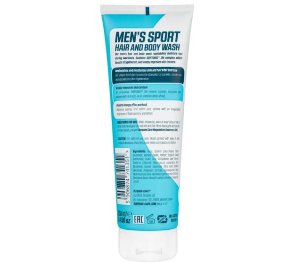 Гель для душа и шампунь 2в1 Surpass After Sport Hair & Body Wash for Men
