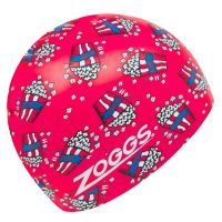 Шапочка для плавания Zoggs Silicone Printed (красный, рисунок попкорн)