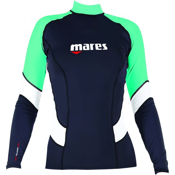 Реглан сонцезахисний Mares Rash Guard Long Sleeve жіночий (чорно-бірюзовий)
