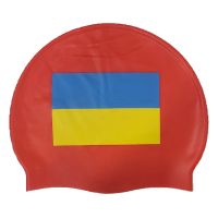 Шапочка для плавания Zoggs Silicone Cap с флагом Украины (красный)