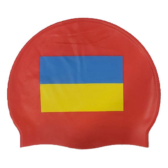 Шапочка для плавания Zoggs Silicone Cap с флагом Украины (красный)