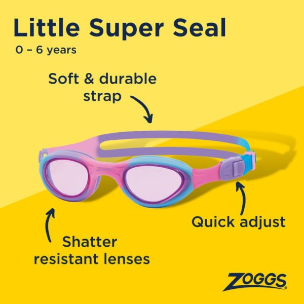 Очки для плавания детские Zoggs Little Super Seal 0-6 лет (розово-фиолетовый, линзы фиолетовые)