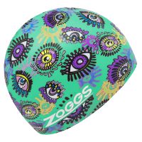 Шапочка для плавания Zoggs Silicone Printed (зеленый, рисунок глаза)