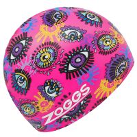 Шапочка для плавания Zoggs Silicone Printed (розовый, рисунок глаза)