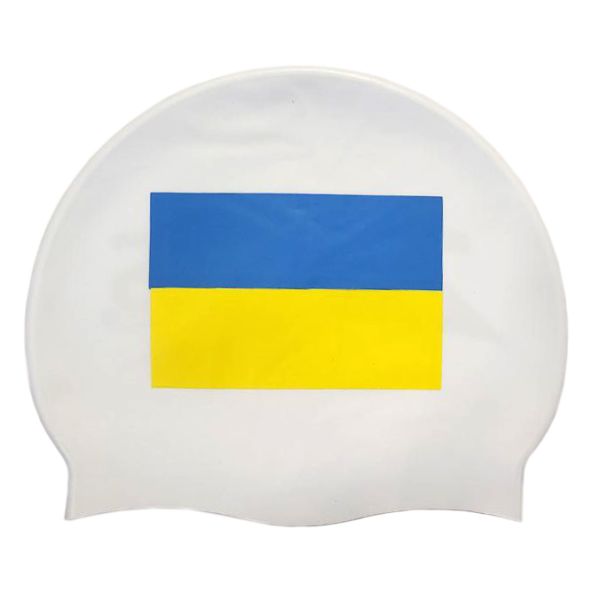 Шапочка для плавання Zoggs Silicone Cap з прапором України (білий)