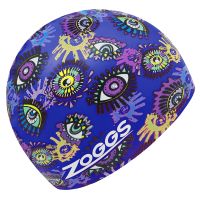 Шапочка для плавания Zoggs Silicone Printed (синий, рисунок глаза)