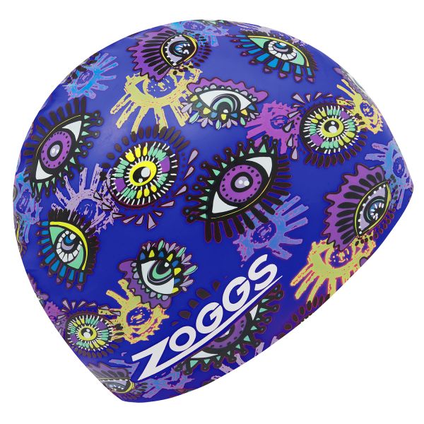 Шапочка для плавания Zoggs Silicone Printed (синий, рисунок глаза)