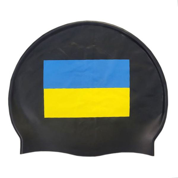Шапочка для плавания Zoggs Silicone Cap с флагом Украины (черный)