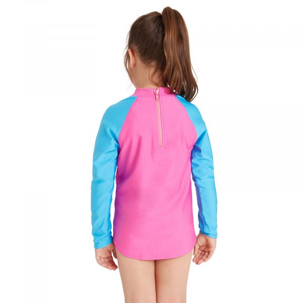 Реглан солнцезащитный Zoggs Long Sleeve Zip Sun Top детский (розовый)