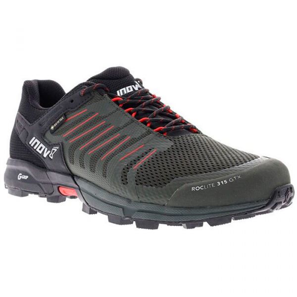 Кроссовки для бега мужские трейловые Inov-8 Roclite G 315 GTX мембранные (оливково-черный)