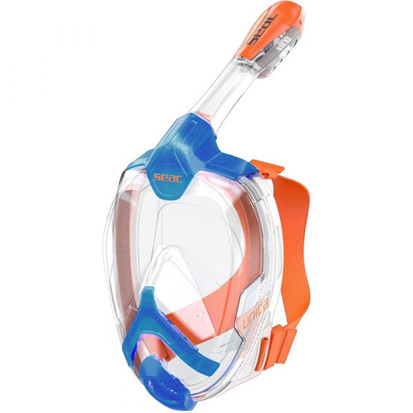 Маска повнолицева для снорклінгу Seac Unica (блакитно-помаранчевий)