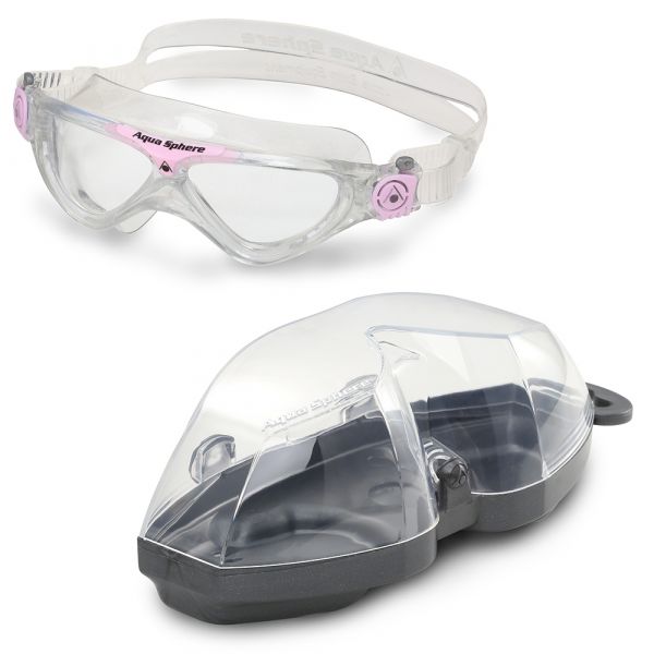 Очки-маска для плавания детские Aqua Sphere Vista Jr 6+ лет (прозрачно-розовый, линзы прозрачные)